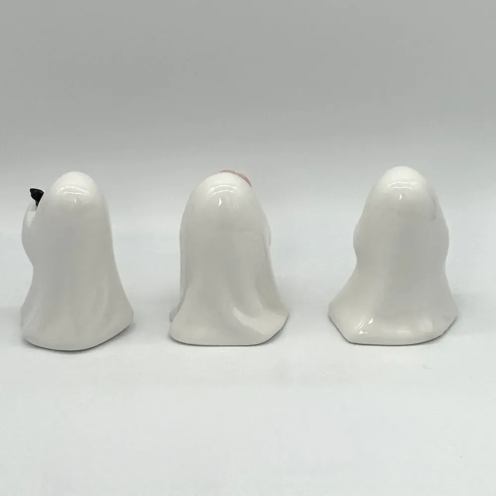 Set of 3 Target Hyde & Eek Ceramic Ghost w/ Pink Pumpkin Bat & Cat Halloween NEW